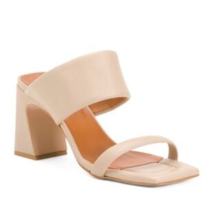 NEW ANGEL ALARCON Made In Spain Leather Padded Chunky Heel Sandals Square Toe